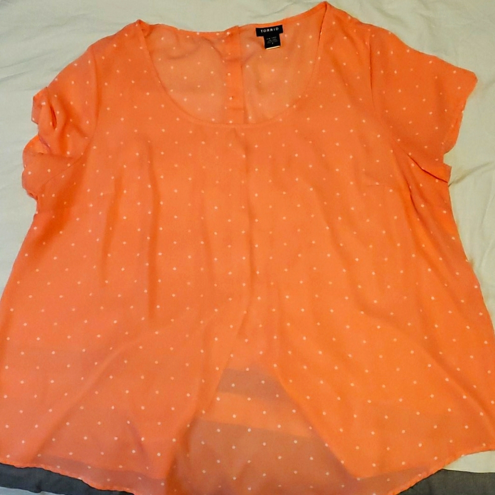 Pink with white polka dot shirt